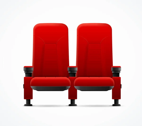 Реалістичний деталізований 3d Червоний кінотеатр пара стільців. Векторні — стоковий вектор