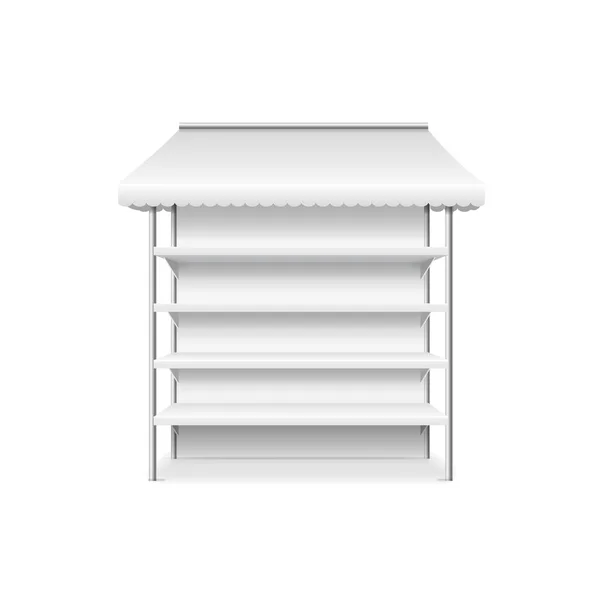 Realista detalhada 3d branco em branco loja modelo de barraca Mockup. Vetor — Vetor de Stock