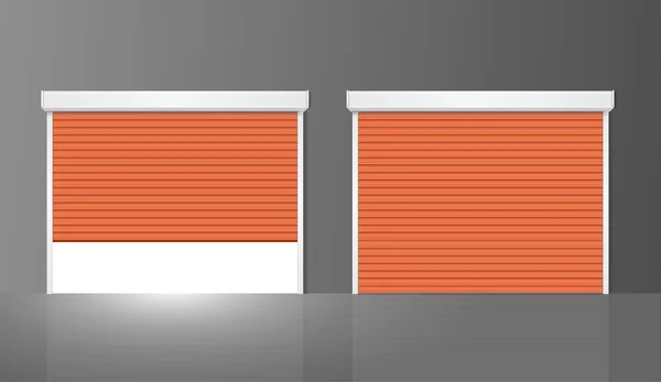 Realistic Detailed 3d Shutter Door or Rolling Door Set. Vector — Stock Vector