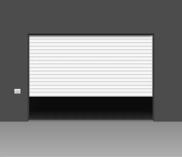 Realistische detaillierte 3D weiße Rolltür oder Rolltür. Vektor — Stockvektor