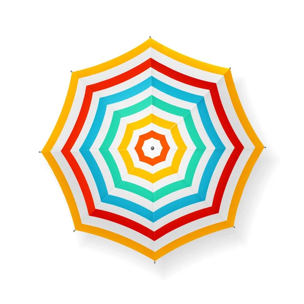 Realistisk detaljerad 3D-randig Sun Umbrella. Vektor — Stock vektor