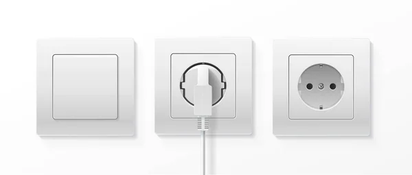 Ρεαλιστική Λεπτομερής 3d Switch και Plugs εισαχθεί στην Ηλεκτρική Outlet Set. Διάνυσμα — Διανυσματικό Αρχείο