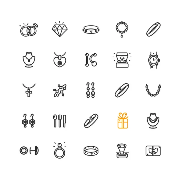 Jewelry Sign Thin Line Icon Set vorhanden. Vektor — Stockvektor