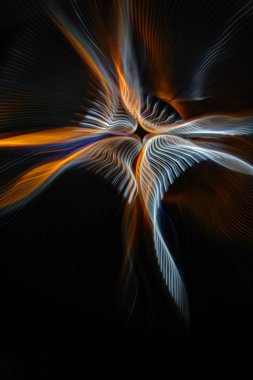  Necklac siyah bir arka plan ışık tarafından çizilmiş filtreleri sıralı paralel çizgiler bükülmüş. Işık hareket. Renk soyutlama. 