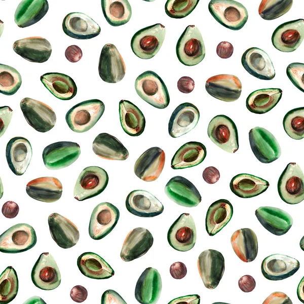 Disegno Acquerello Senza Soluzione Continuità Con Avacado — Foto Stock