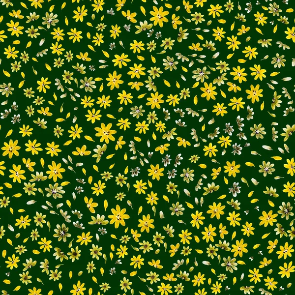 Textura Sem Costura Com Pequenas Flores Fundo Verde — Fotografia de Stock