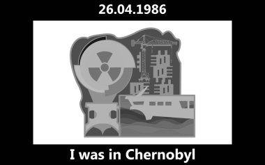 siyah mürekkep yazı - Çernobil, 26 Nisan 1986 vektör