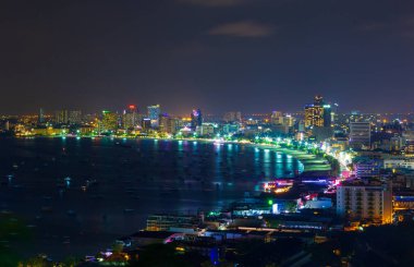 Alacakaranlık akşam gece defocused arka plan Cityscape sahil.