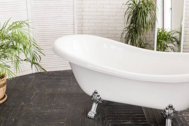 Parlak bir banyoda güzel beyaz banyo