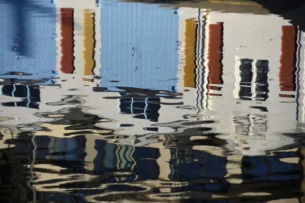 Refection Houses Beach Huts Marina Wellington — Stock Photo, Image