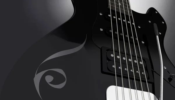 Ilustración Guitarra Eléctrica Negra Con Patrón — Foto de Stock