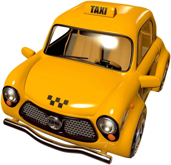 Gelbes Taxi Mit Originellem Design Auf Weißem Hintergrund Illustration — Stockfoto