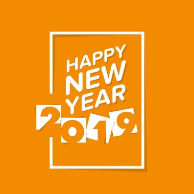 Mutlu yeni yıl 2019 metin tasarım. İş günlüğü 2019 istekleri için kapak. Broşür tasarım şablonu, kartı, banner. Vektör çizim.