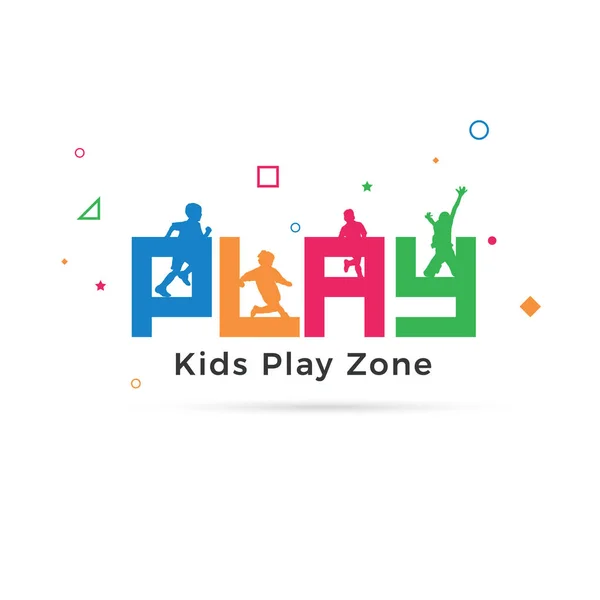 Modèle Logo Zone Jeu Pour Enfants Vecteur Jouer Typographie Avec — Image vectorielle