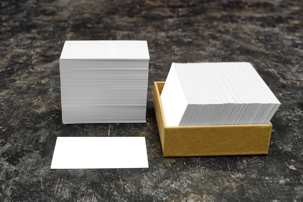 Демонстрация Фирменного Дизайна Макет Визитной Карточки Две Пачки Чистых Бумажных — стоковое фото