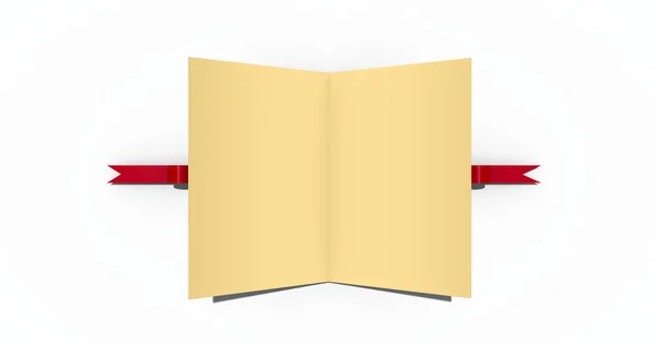 Rendering Close Card Mock Red Ribbon Blank Empty Space Copy — Stock Photo, Image