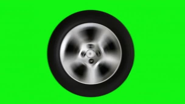 汽车轮转 绿色背景下汽车悬架视频回路的仿真 — 图库视频影像