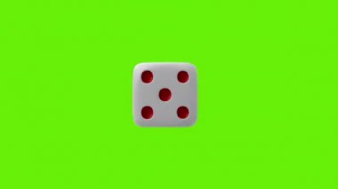 3D görüntüleme, kumarhane zarları yakın çekim, kumar ve kumarhane konsepti, yeşil ekran arka plan.