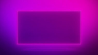 Soyut mavi ve mor yanıp sönen çerçeve, teknoloji fikri, kusursuz döngü animasyonu, karanlık arkaplanda kopya için boş alan ile parlayan çizgi.