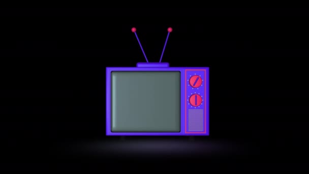 Roterende Retro Televisie Mock Naadloze Looping Animatie Realistische Cartoon Stijl — Stockvideo