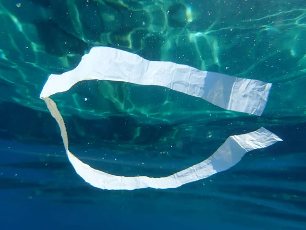 Plastic Garbage Underwater Aegean Sea Greece Halkidiki — Stock Photo, Image