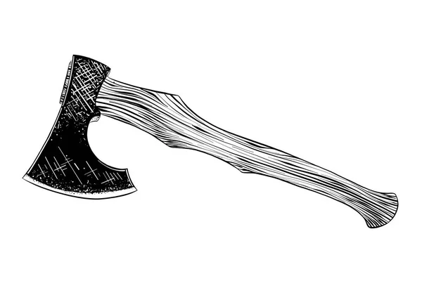 Векторна Гравірована Ілюстрація Стилю Плакатів Прикрас Друку Ручний Ескіз Сокири — стоковий вектор