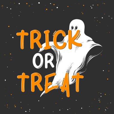 Posterler, süsleme ve baskı için oyulmuş stil illüstrasyon vektör. El hayalet modern tipografi metin ile çizilmiş kroki. Vintage gravür tarzı çizim, Cadılar Bayramı kartı davet için ayrıntılı.