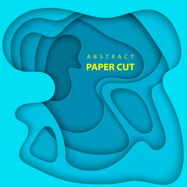 Vektorové Pozadí Tmavě Modrým Barevným Papírem Řezané Tvary Abstraktní Papírový — Stockový vektor
