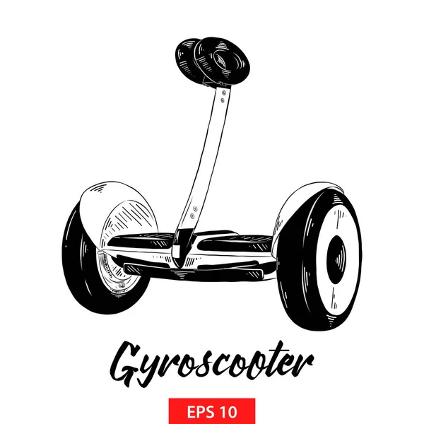 Posterler Süsleme Baskı Için Oyulmuş Stil Illüstrasyon Vektör Gyroscooter Siyah — Stok Vektör