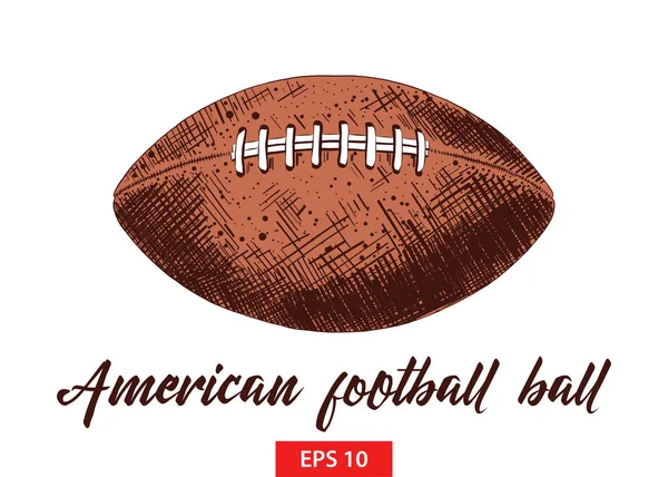 Posterler, süsleme ve baskı için oyulmuş stil illüstrasyon vektör. Amerikan futbolu topu renkli çizilmiş kroki üzerinde beyaz arka plan izole ver. Vintage gravür tarzı çizim ayrıntılı.