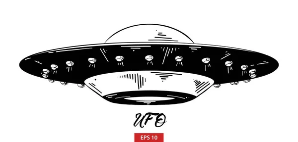Векторна Гравірована Ілюстрація Стилю Плакатів Прикрас Друку Ручний Малюнок Ufo — стоковий вектор