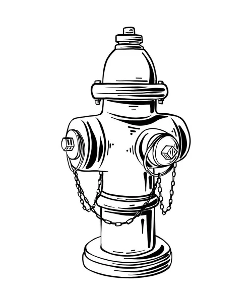 Векторная Гравировка Плакатов Логотипа Этикетки Эмблемы Ручной Рисунок Гидранта Противопожарного — стоковый вектор
