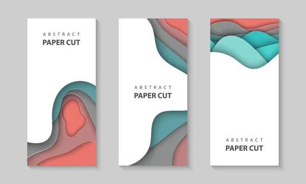 具有五颜六色的剪纸波形状的矢量垂直传单 抽象纸张样式 商业演示文稿的设计布局 印刷品 小册子封面 — 图库矢量图片
