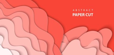 Pastel mercan eğilim renk kağıt ile vektör arka plan şekilleri kesim