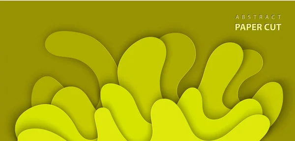 Tło z plusk wody papieru wyciąć kształty w kolorze żółtym — Wektor stockowy