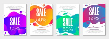 4 soyut modern grafik sıvı afiş seti. 