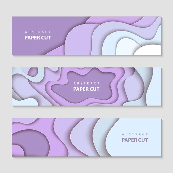 剪纸波浪形状抽象模板，紫色背景. — 图库矢量图片