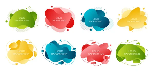 Set of 8 abstract modern graphic liquid elements. — Stock Vector