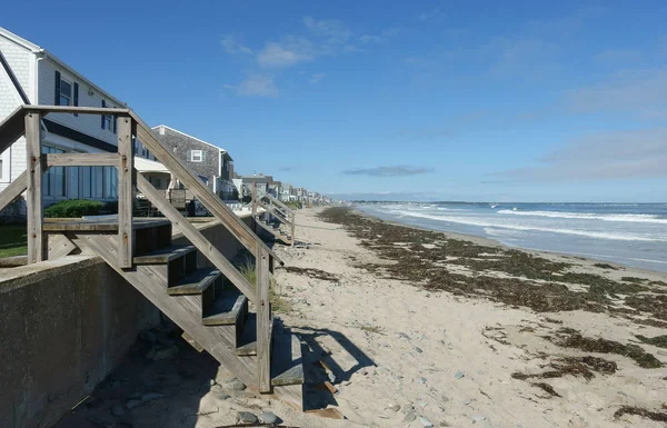  New England Beach, ahşap merdiven ile yosun kaplı                              