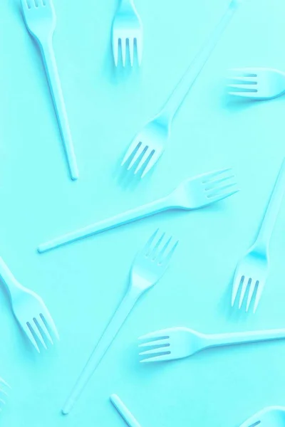 Forchette al neon blu come sfondo per il menu . — Foto Stock