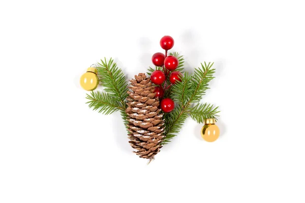 Noel konsepti. Kozalaklı kompozisyon, köknar dalı.