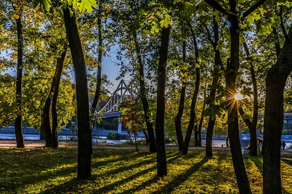 Uitzicht Voetgangersbrug Vanaf Het Park — Stockfoto