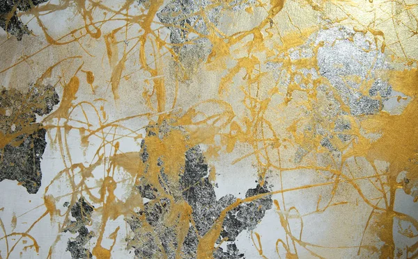 painting on drywall, yellow paint, silver patina, composition, texture.