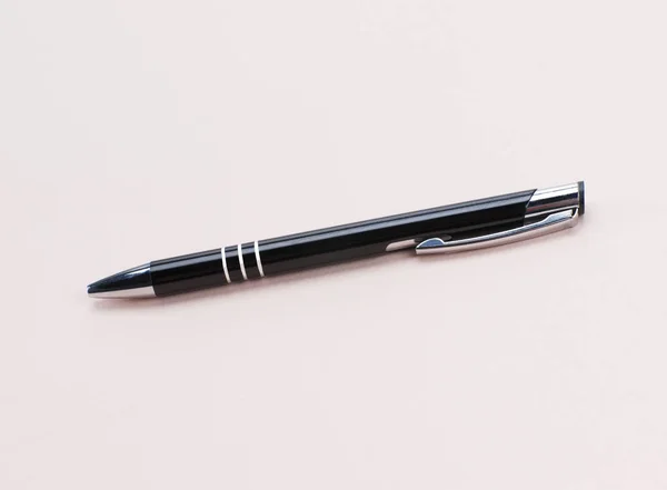 Black Ballpoint Pen Paper Background — Stock Photo, Image