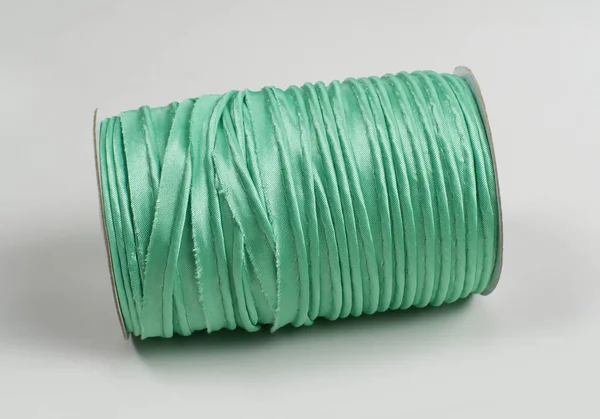 Silk sewing tape. green — Stock Photo, Image