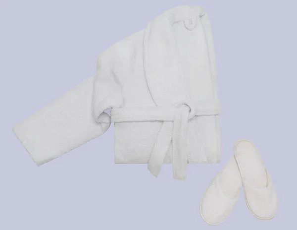 White Terry Robe Folded Slippers Option Hotels Inns Spa — Stock Photo, Image