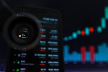 San Francisco, Abd - 9 Mayıs 2019: Bsv Bitcoin Sv Kripto para biriminin Artan Trendi Grafiği. Yeşil Mumlar Bar Yükseltme Trend, San Francisco, California, Abd İllüstrasyon. Bir Açıklayıcı Edito