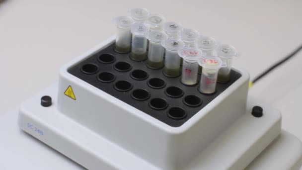 Sample preparation or extraction of chemical compound in thermo shaker. — Stock Video