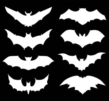 Cadılar Bayramı Icons set yarasa siyah, vektör çizim