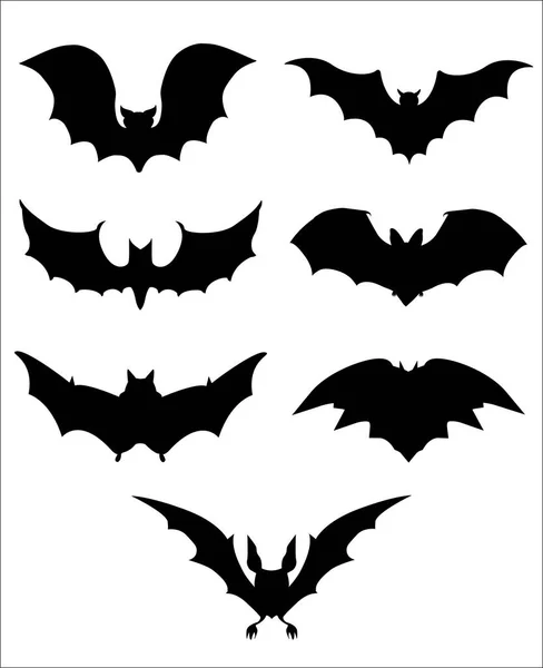 Halloween Icons Set Bats Black Vector Illustration — Stock Vector